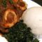 EAST AFRICAN FOOD. Ugali with Beef some greens on the side