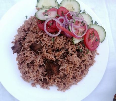 East African Swahili food; Pilau rice dish