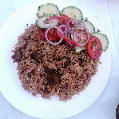 East African Swahili food; Pilau rice dish